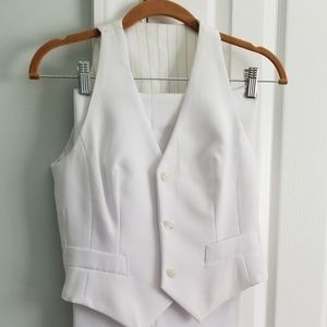 White Wide-Legged Pants w Custom Vest